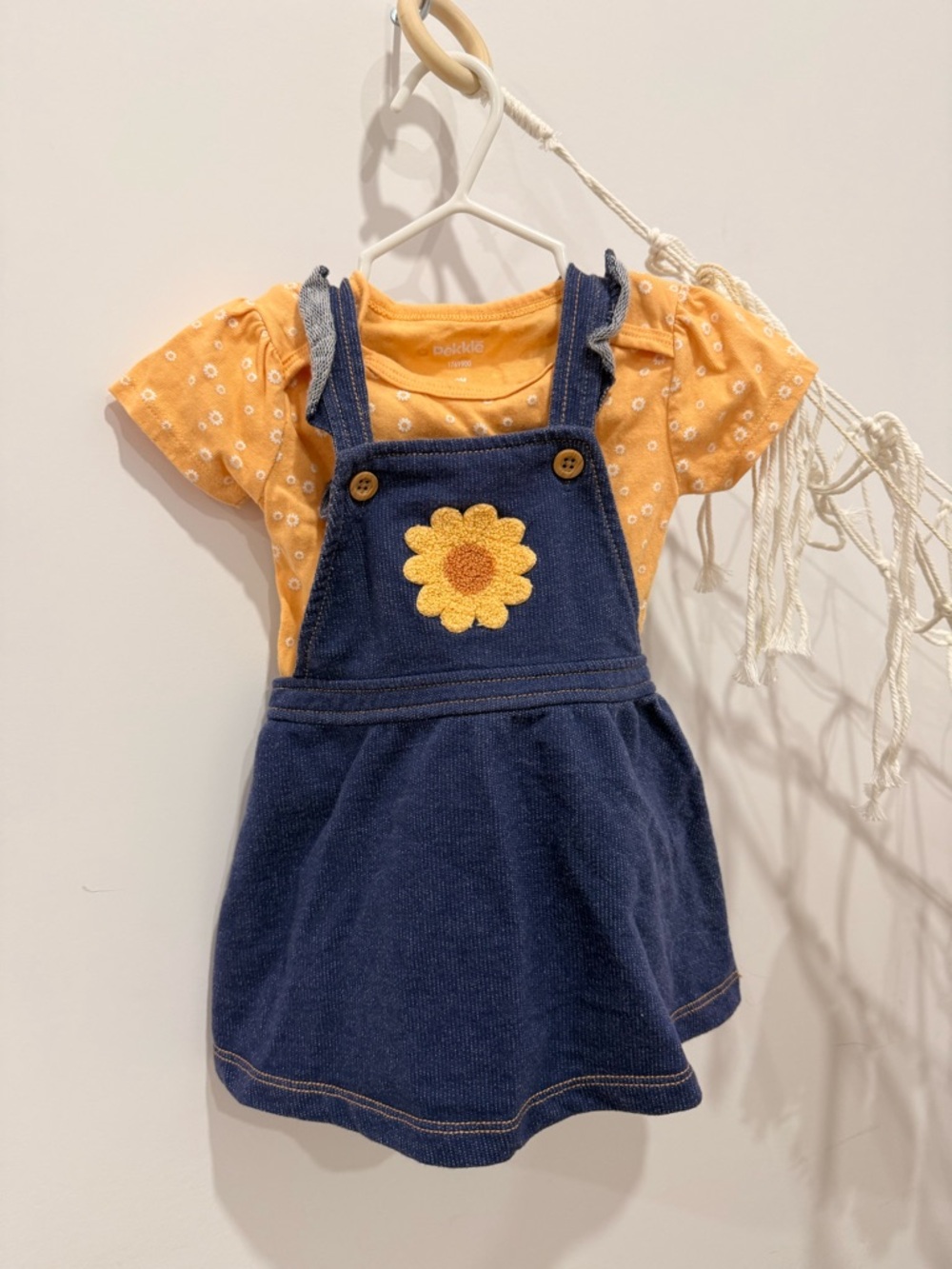 Pekkle Overall Dress with Yellow Daisy onesie